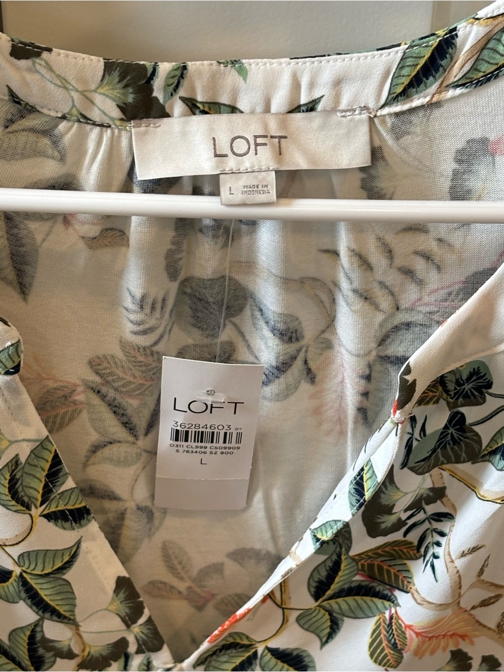 LOFT White Botanical Flutter Sleeve V-Neck Top - Picture 2 of 4